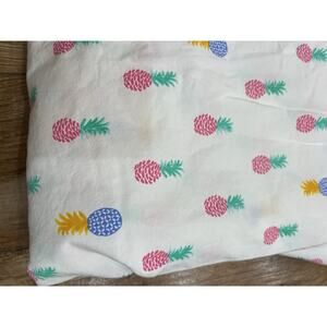 Martha Stewart Colorful Pineapple Design Queen Flat White Sheet Cotton Hawaii